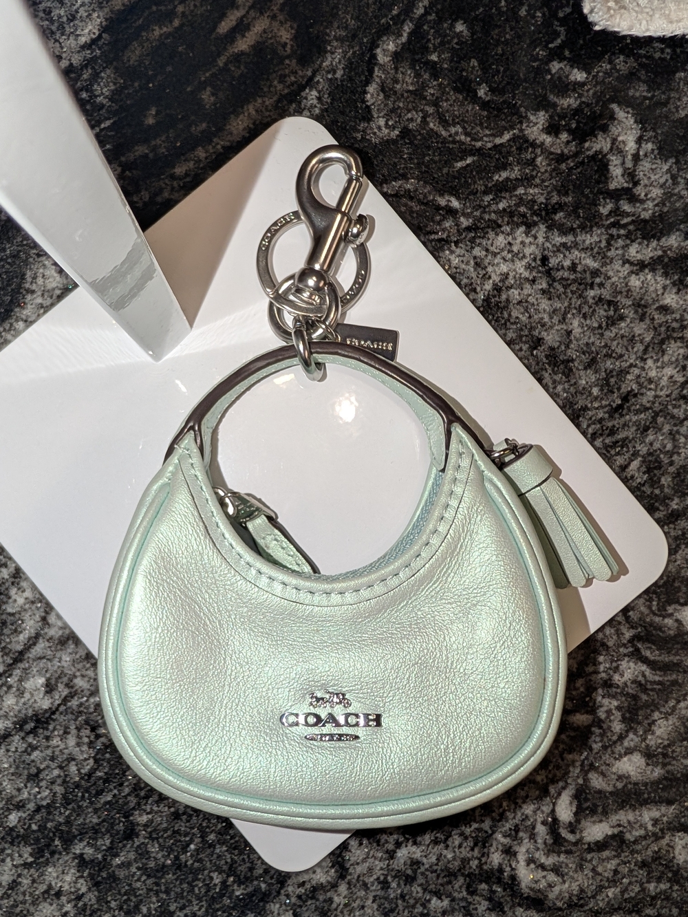 Coach Mini Carmen Bag Charm, pearlized green